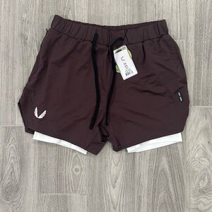 ASRV Men’s Training Gym Shorts Silver-Lite 2.0 5” Liner Short - Plum/White